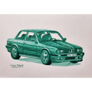Sylwia Narysuje Motoryzacja_038 BMW E30 M3 rysunek długopisem