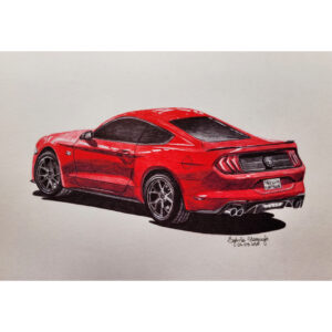 Sylwia Narysuje Motoryzacja_039 Ford Mustang rysunek długopisem