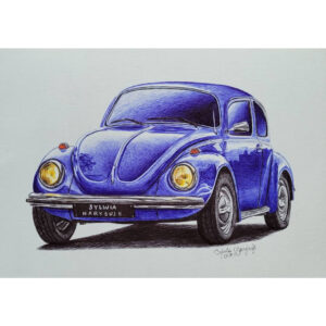 Sylwia Narysuje Motoryzacja_040 Volkswagen Beetle rysunek długopisem