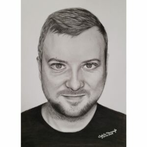 sylwia narysuje portret ze zdjecia mężczyzny rysunek ołówkiem